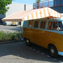 Load image into Gallery viewer, Volkswagen Bus Westfalia tent fabric orange/white (per meter) Other Other