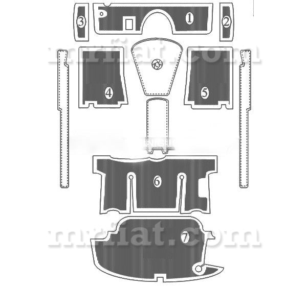 Alfa Romeo Giulia / Giulietta Spider Complete Rubber Carpet Set (No Logo) Interior Alfa Romeo   