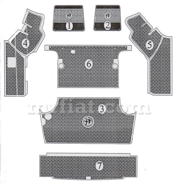 Alfa Romeo Berlina 1750 2000 Sedan Rubber Mat Set Interior Alfa Romeo   