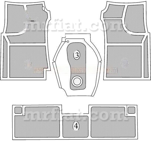 Fiat OEM Rubber Gaskets Rubber Carpet Set Without Trunk (Squares Design) 1100-103 H Fiat   