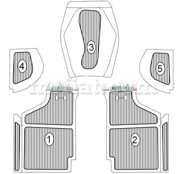 Fiat 1100 D Special R Familiare Stripes Design Rubber Carpet Set W/O Trunk 1100 D Special R Familiare Fiat   