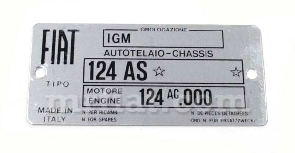 Fiat 124 AS ID Plate Engine Fiat   