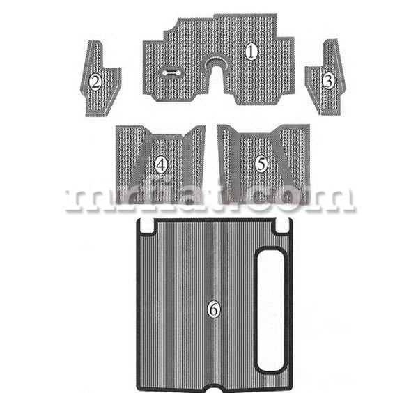 Lancia Flaminia Coupè Pininfarina Complete Beige Rubber Mat Set Interior Lancia   