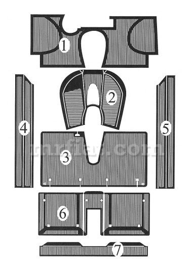 Lancia Fulvia Sport Zagato 2nd Series Rubber Mat Set Interior Lancia   