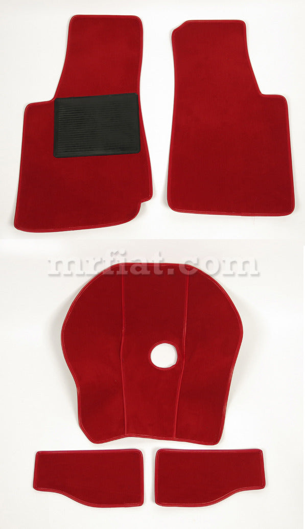 Fiat 1500 Spider 59-66 Red Floor Mats Set 5 Speed Interior Fiat   