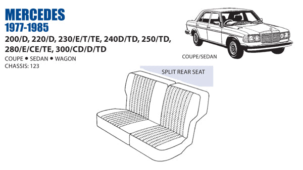 Mercedes 200 220 230 240 250 280 300 D TD Rear Leather Seat Cover Set 1977-85 Interior Mercedes   