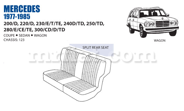 Mercedes 200 220 230 240 250 280 300 D TD Rear Leather Seat Cover Set 1978-85 Interior Mercedes   