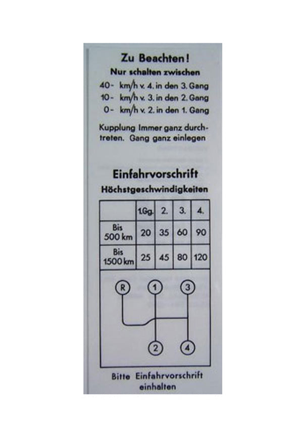 Porsche 356 A Shift Pattern Decal 1950-59 Interior Porsche   