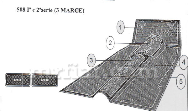 Fiat 508 I and II Serie (3 Marce) OEM Rubber Floor Mats Interior Fiat   