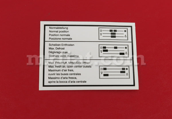 Porsche 911 930 Heat and Vent Decal 1978-86 Interior Porsche   