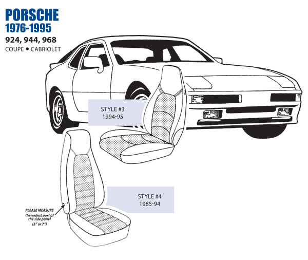 Porsche 924 944 968 7in Bolster Front Leather Seat Cover Set 85-95 Interior Porsche   