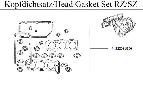 1 Head Gasket Set 164 3.0 87-89 Spider (916) 3.0 95> 75 3.0 87-92 Rz/ Sz Alfa Romeo