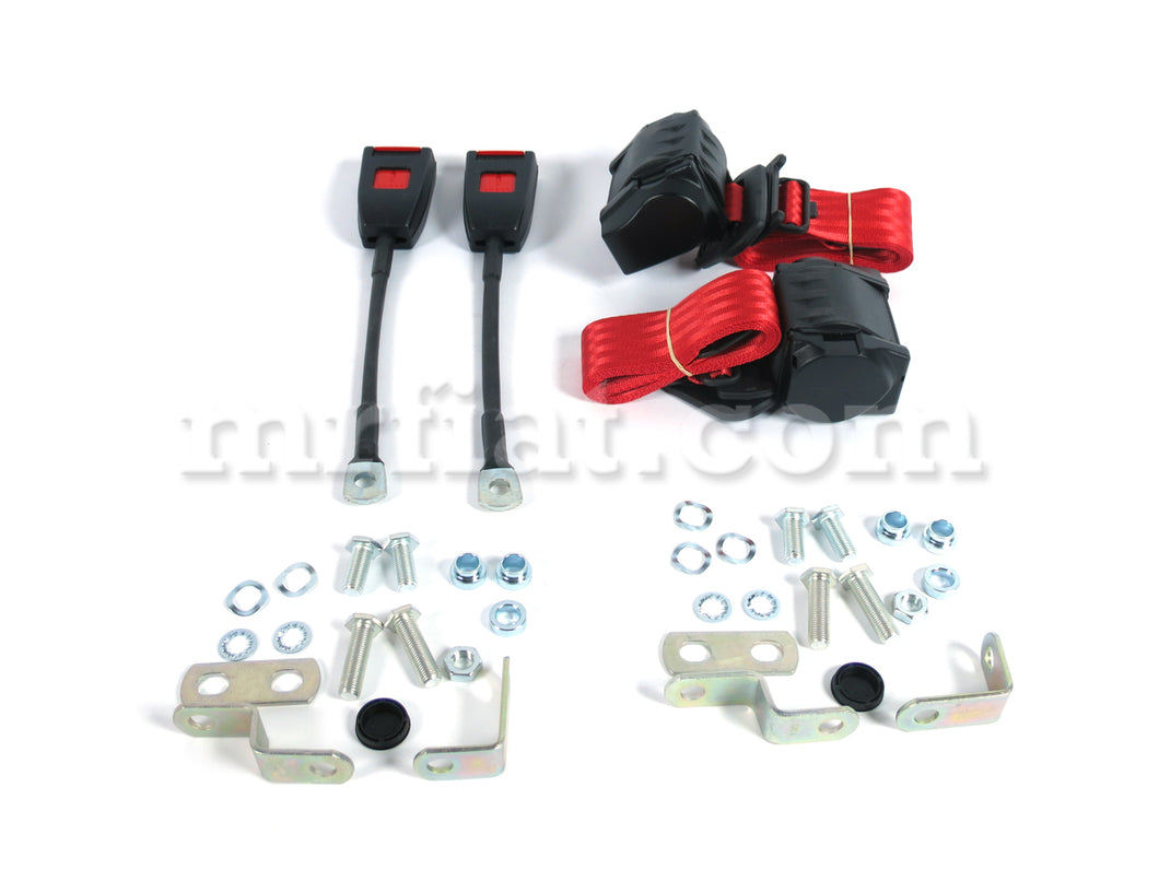 Fiat Dino Spider Red Retractable Seatbelt Set Interior Fiat