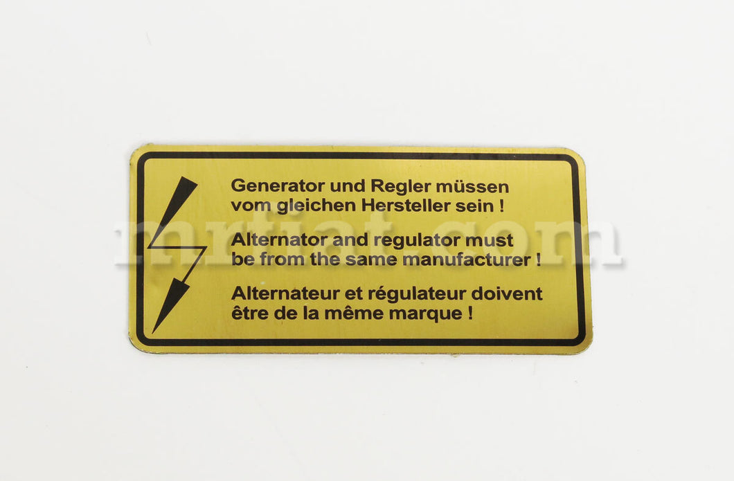 Porsche 911 912 914 Alternator Regulator Decal 1965-76 911/912 (65-73) Porsche   