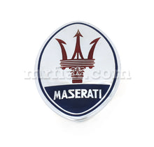 Load image into Gallery viewer, Maserati Oval Enamel Blue Chrome Emblem Emblems Maserati   
