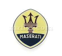 Load image into Gallery viewer, Maserati Biturbo Oval Enamel/Chrome 73 mm Emblem Emblems Maserati

