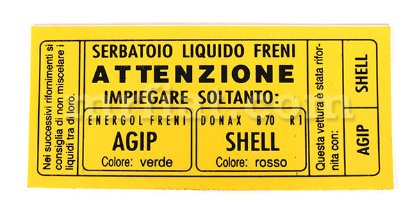 Alfa Romeo Giulietta Giulia Spider Brake Fluid Sticker Brakes Alfa Romeo   