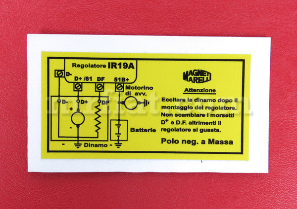 Alfa Romeo GT Junior GTV Generator Regulator Sticker Engine Alfa Romeo   