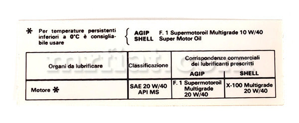 Alfa Romeo 2000 2600 Oil Filter Sticker Engine Alfa Romeo   