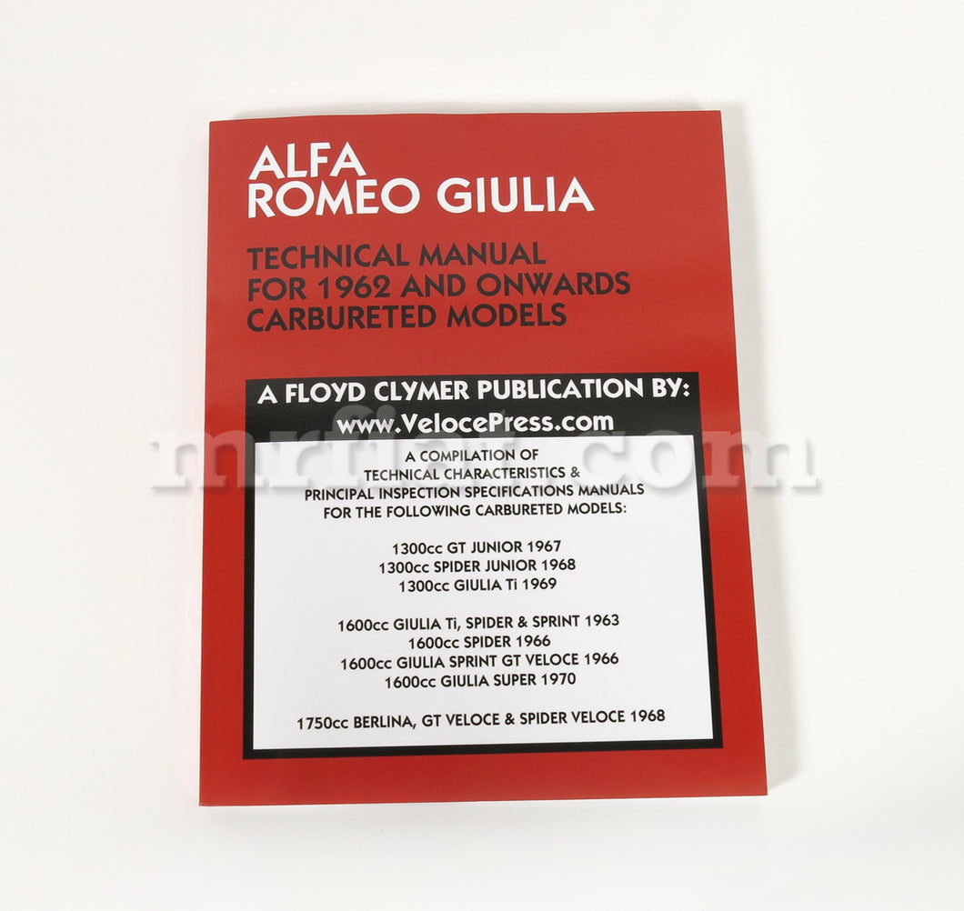 Alfa Romeo Giulia Technical Manual 1962 On Accessories Alfa Romeo   