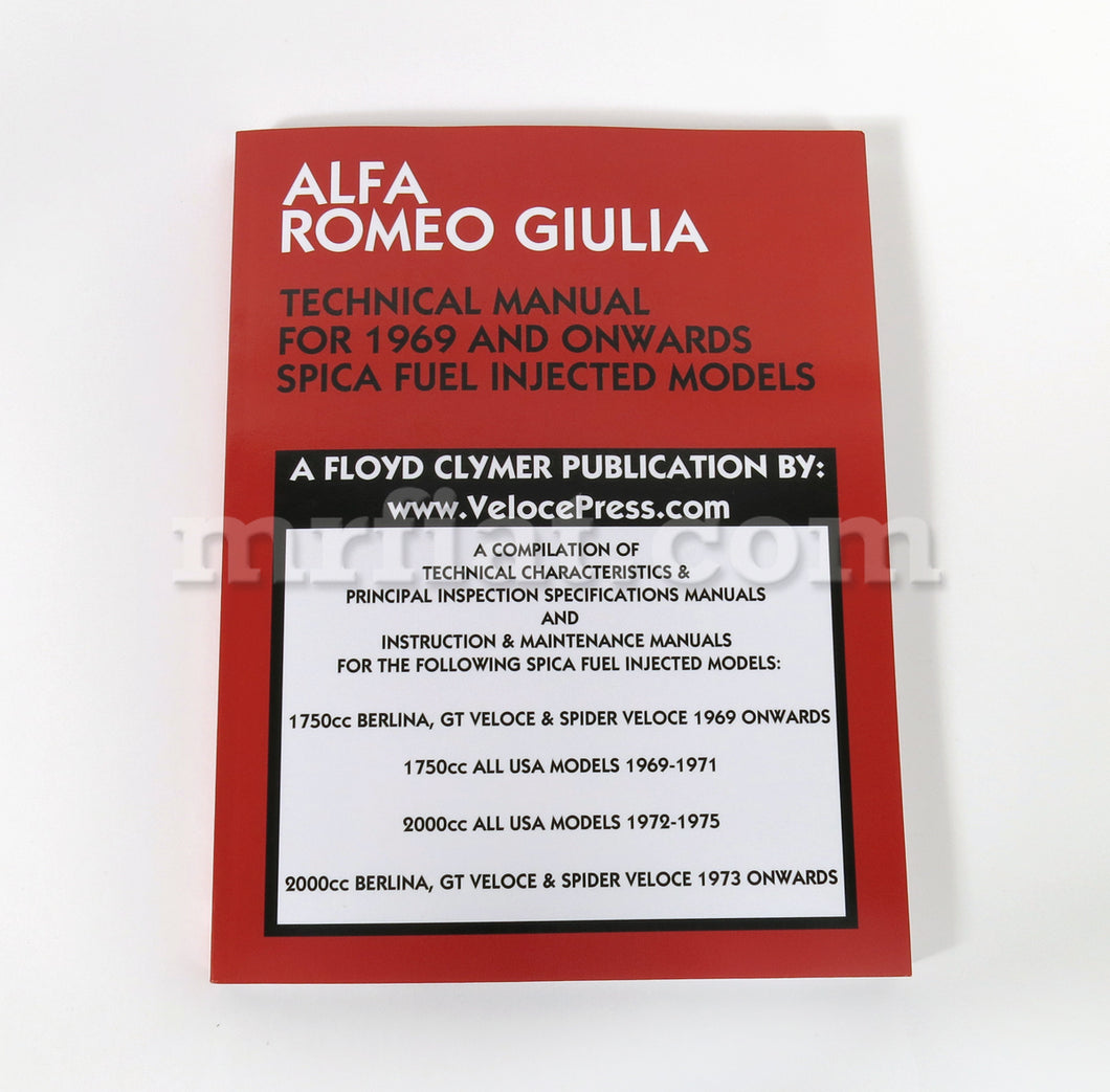 Alfa Romeo Giulia Technical Manual 1969 On Accessories Alfa Romeo   