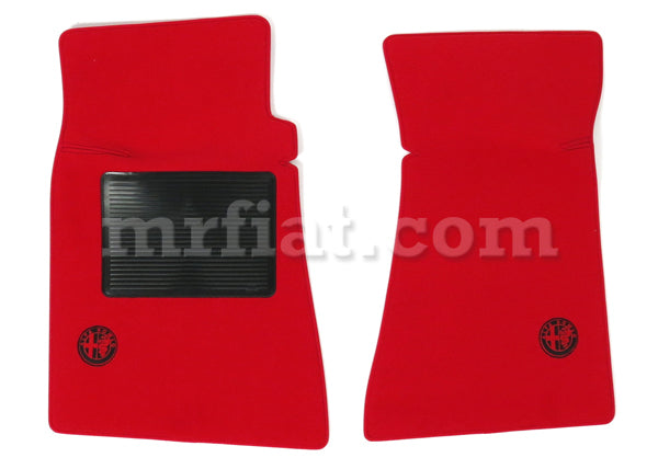 Alfa Romeo Spider 86-89 Quadrofoglio Verde Red Floor Mat W/ Red Border Set Interior Alfa Romeo   