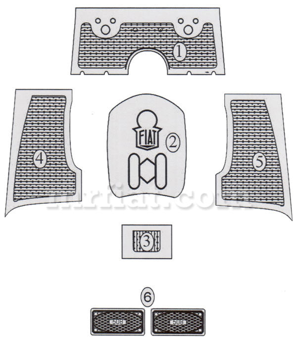 Fiat Balilla Spider Sport OEM Rubber Floor Mats Set Interior Fiat   