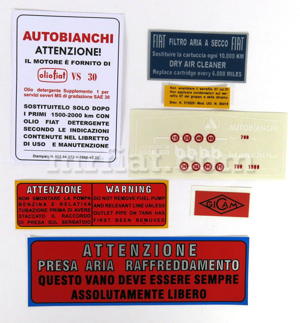 Fiat Bianchina Panoramica 500 Giardiniera Engine Sticker Set Engine Fiat   