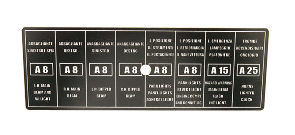 Lancia Stratos Fuse Box Sticker Plate 8-x C Electrical and Ignition Lancia   