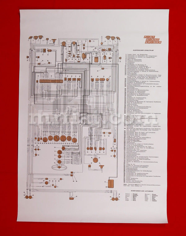 Fiat Dino 2400 Coupe Wiring Diagram 59x84 cm Electrical and Ignition Fiat   