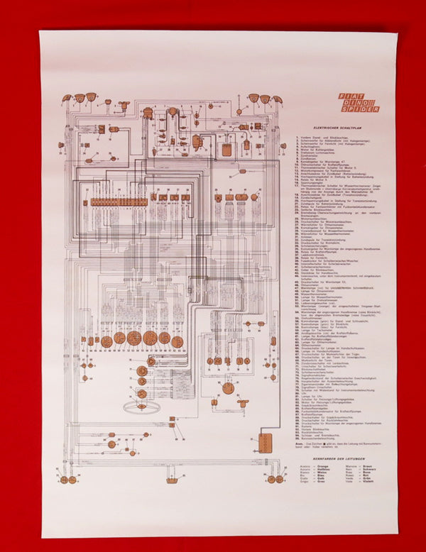 Fiat Dino 2400 Spider Wiring Diagram 59x84 cm Electrical and Ignition Fiat