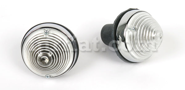 Fiat 1200 1500 Spider Clear Chromed Front Indicator Light Set Lights Fiat   