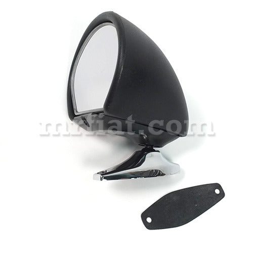 Fiat 124 Spider Black Vitaloni Side View Mirror w/ Bracket Doors Fiat   