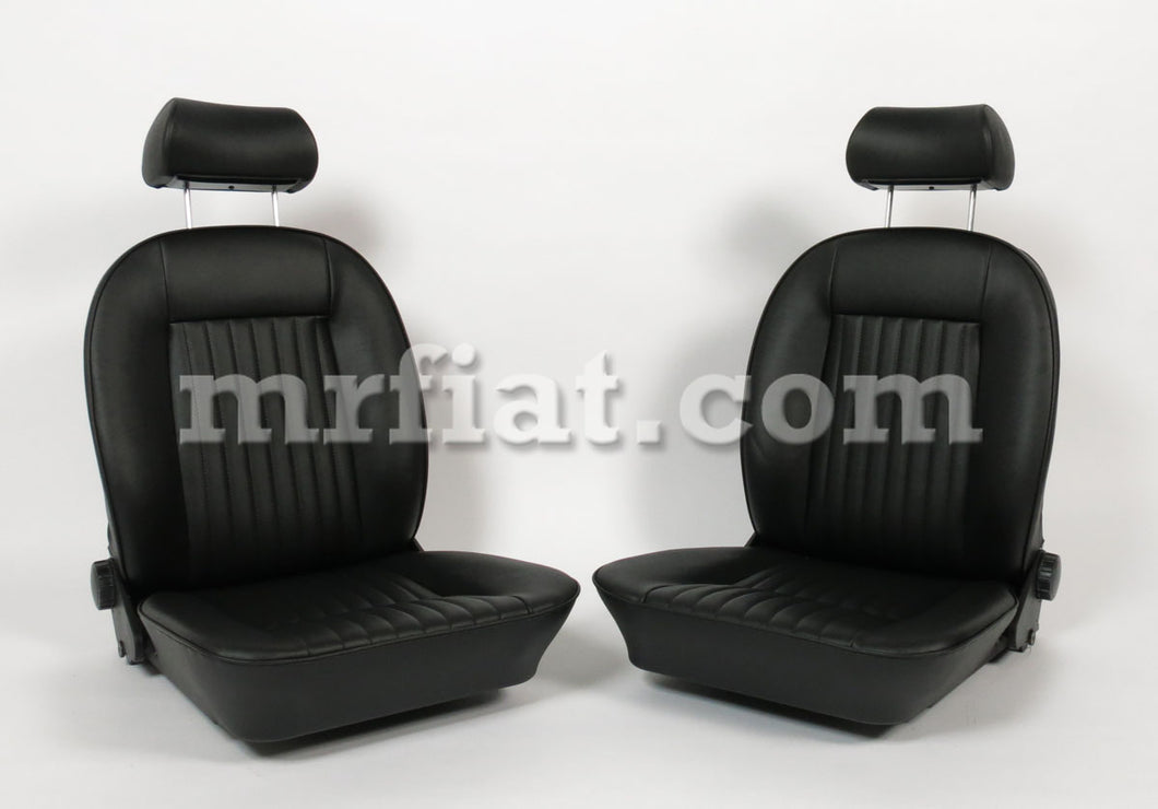 Fiat 124 Spider Black Vinyl Seat Set 66-78 Interior Fiat   