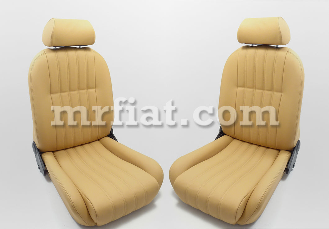 Fiat 124 Spider Tan Leather Seat Set 1979-85 Interior Fiat   