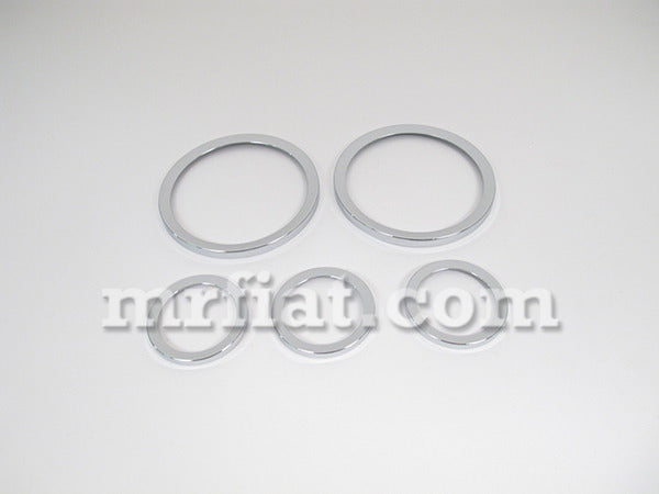 Fiat 124 Spider Instrument Chrome Metal Ring Set 5 pieces OEM Interior Fiat   