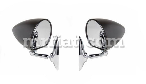 Fiat 1100 Black Bolted Side View Mirror Set Doors Fiat   