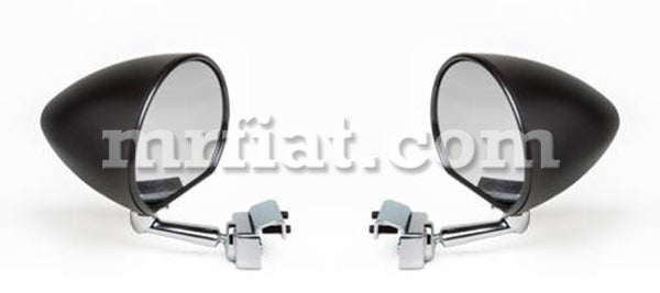 Fiat 500 600 Black Clamped Side View Mirror Set Doors Fiat   