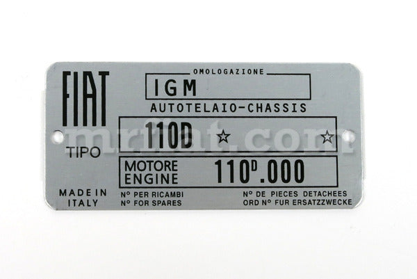 Fiat 500 N/D Aluminum ID Plate Engine Fiat   