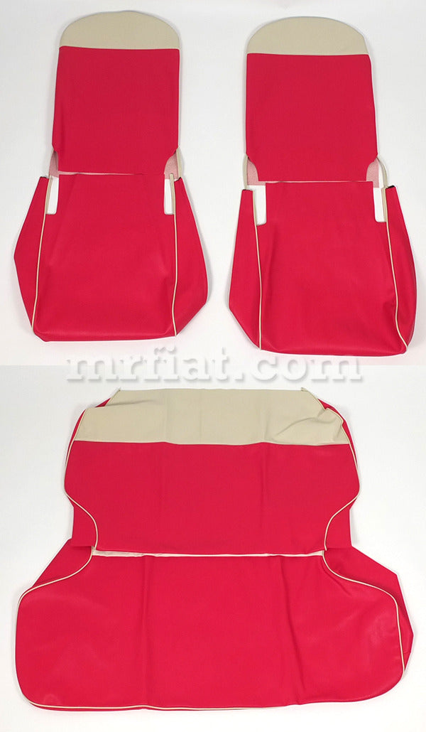 Fiat 500 F/R Red Seat Covers Cream Trim Upholstery Fiat   