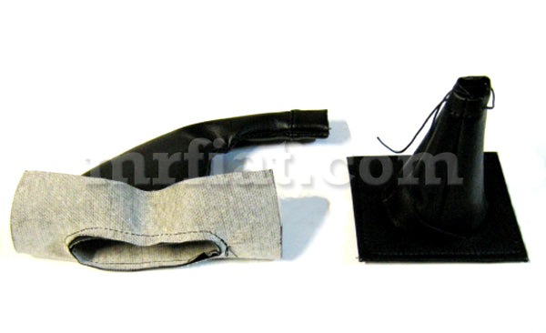 Fiat 500 Gearshift Lever Handbrake Boot Set Black Leather Transmission Fiat   