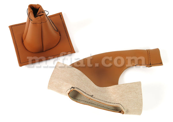 Fiat 500 Gearshift Lever Handbrake Boot Set Brown Transmission Fiat
