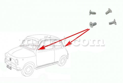 Fiat 500 N/D/F/L/R Gutter Trim Screw Set 4 Pcs Doors Fiat   