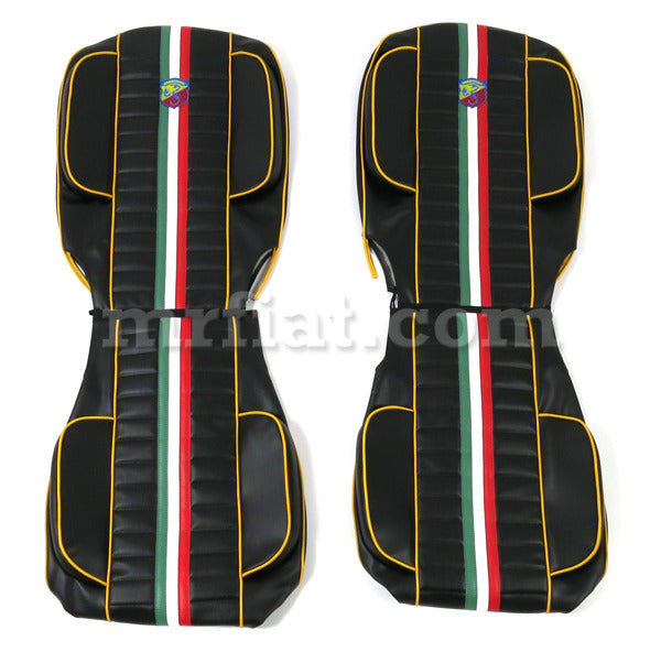 Fiat 500 Italian Abarth Seat Covers Yellow Piping Abarth and Giannini Fiat   