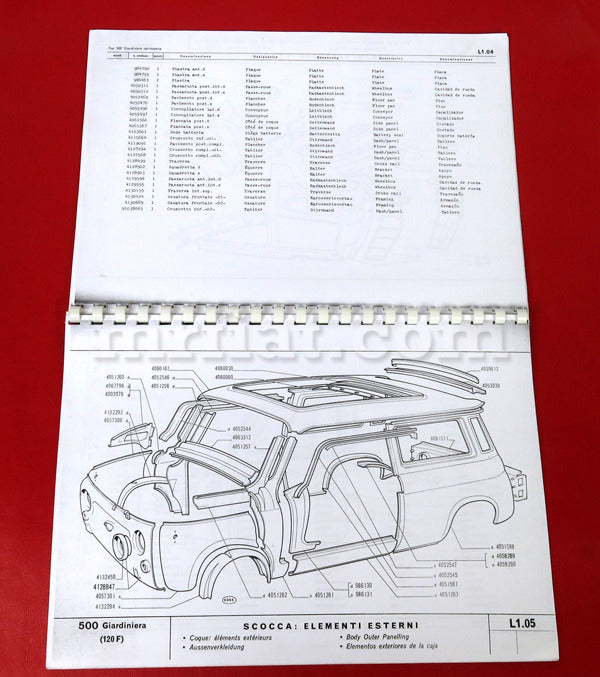 Fiat 500 Giardiniera Body Parts Catalog MrFiat