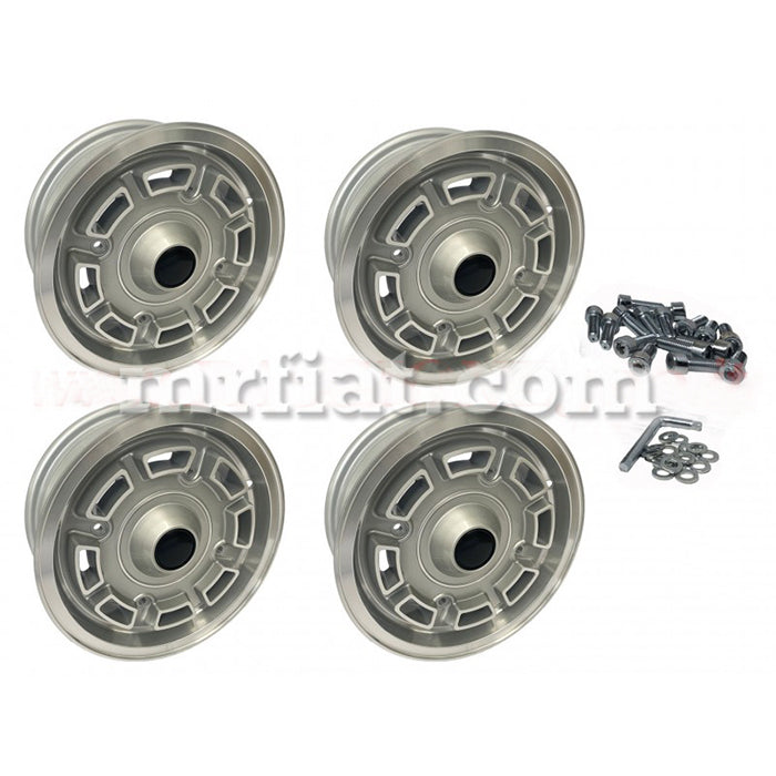 Fiat 500 Lambo Silver Style 4.5 x 12 Wheel Rim Set Wheel Caps Fiat   