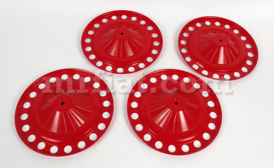 Fiat 500 Red Wheel Cover Set Vented Rims Fiat   