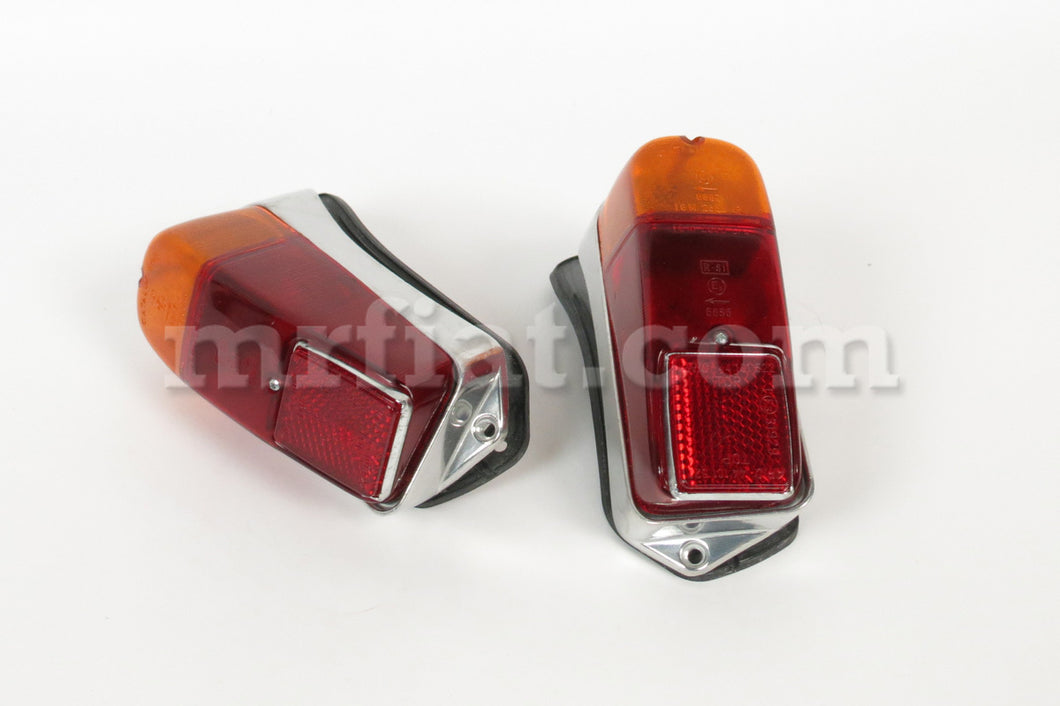 Fiat 600 D Chromed Plastic Rear Tail Light Set Complete Lights Fiat   