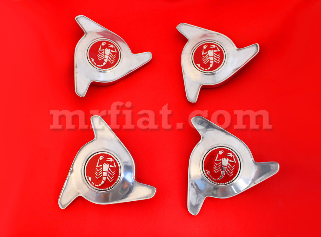 Fiat 600 Abarth Zagato Red Skorpion Wheel Caps Set Abarth Fiat   