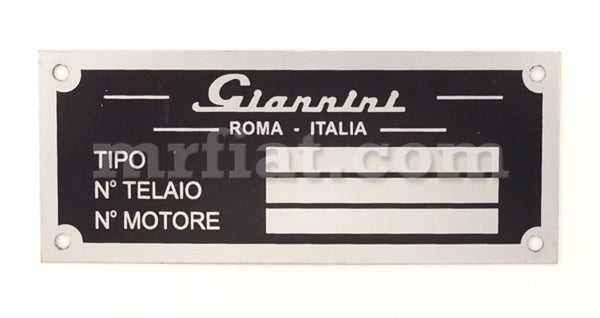 Fiat 500 Giannini ID Plate Abarth and Giannini Fiat   